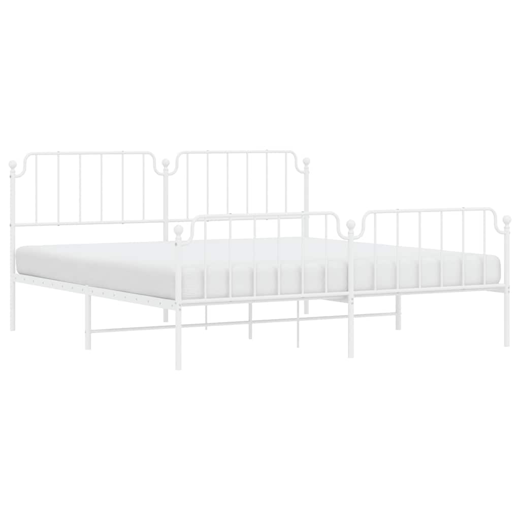 Estrutura de cama com cabeceira e pés 193x203 cm metal branco