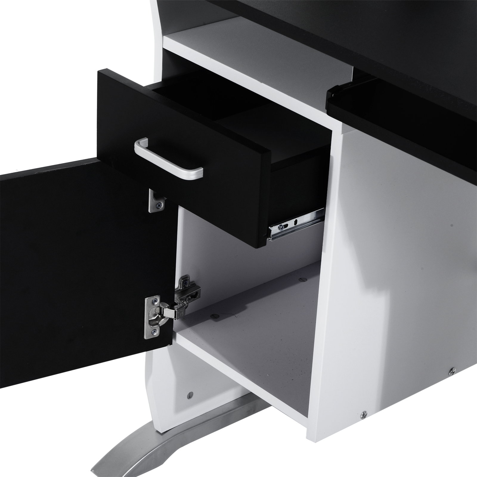 Mesa para computador com gaveta armário e suporte para cpu secretária para escritório 100x52x75cm preto e branco