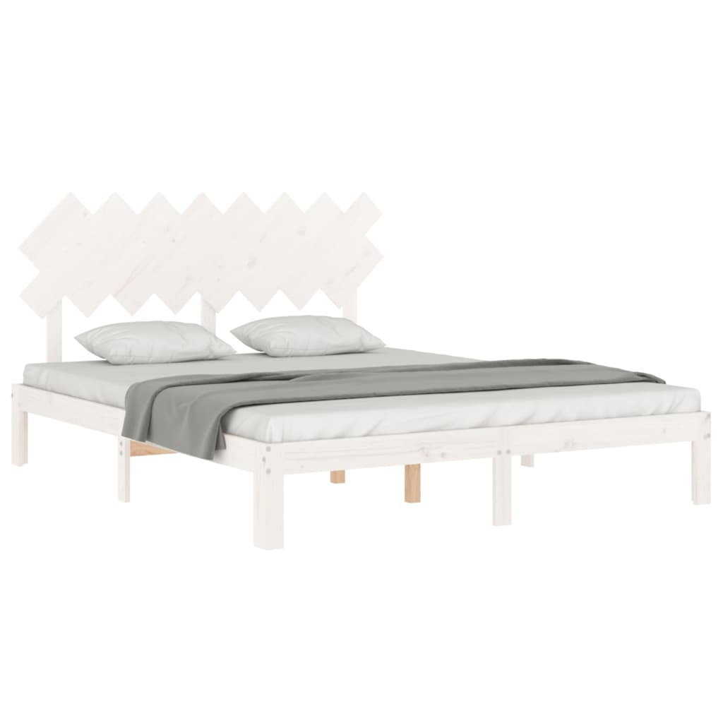 Cama sem colchão 160x200 cm madeira de pinho maciça branco