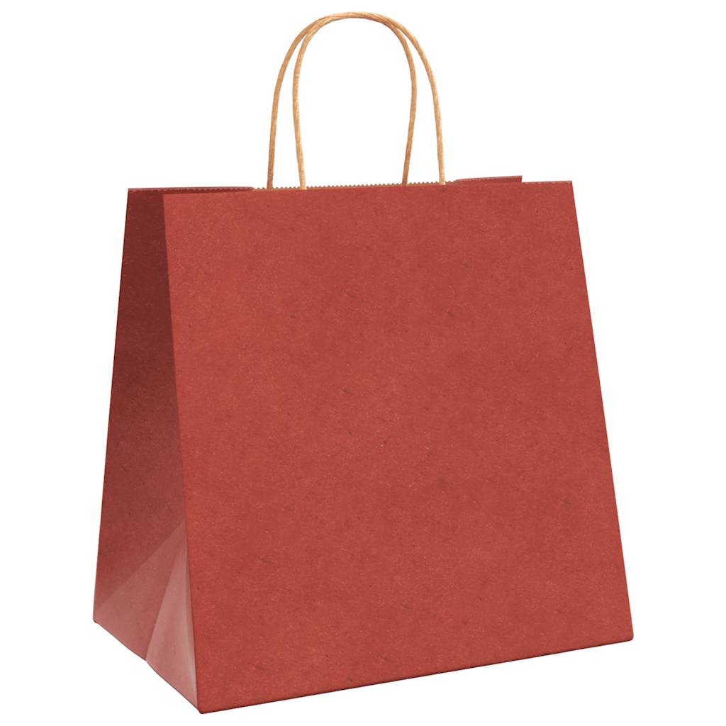 Sacos de papel 250 unid com alças vermelhas 26x17x25 cm