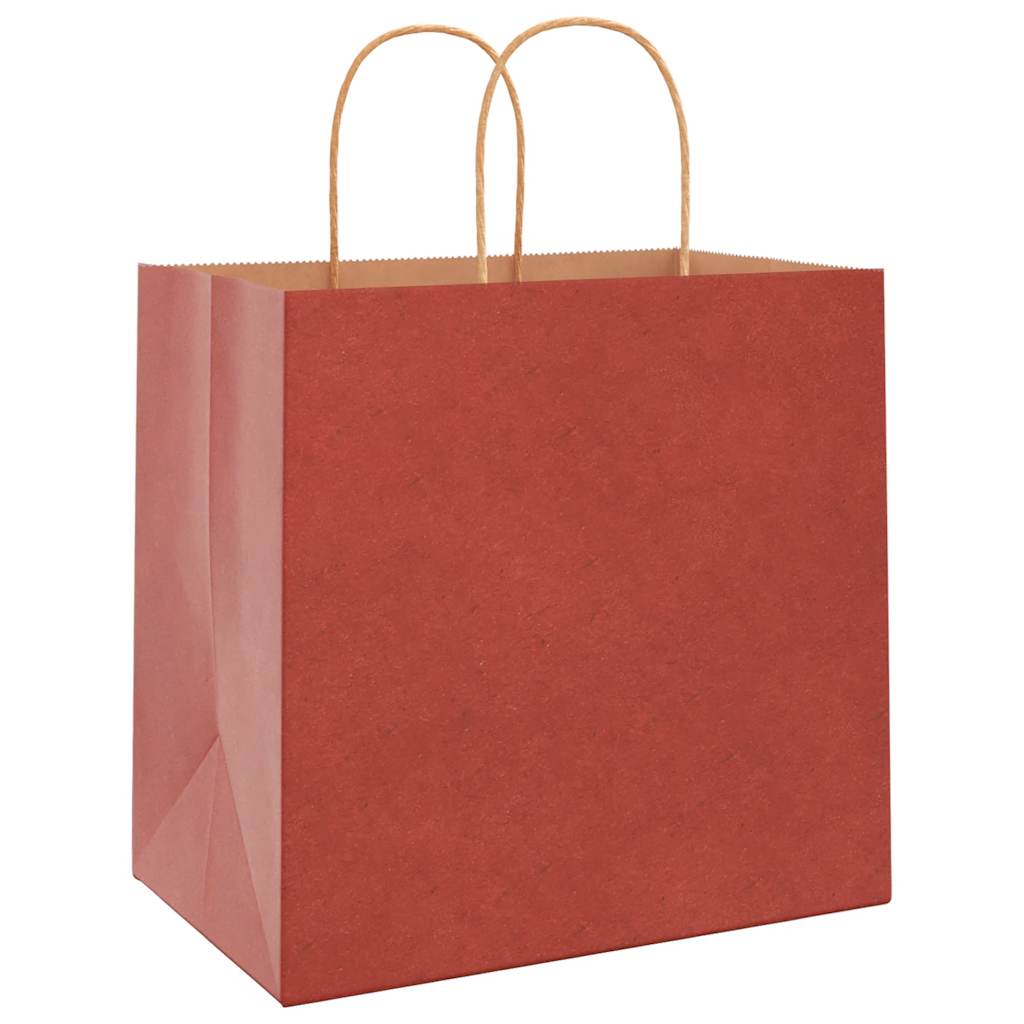 Sacos de papel 250 unid com alças vermelhas 26x17x25 cm