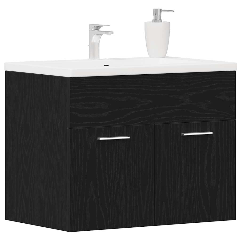 Gabinete para pia de banheiro, carvalho preto, 60x38,5x46 cm, madeira engenheirada