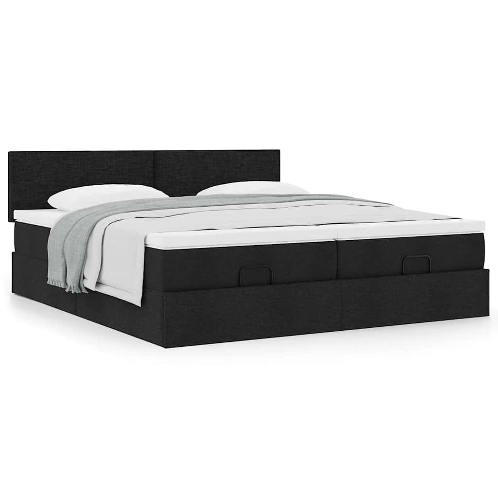 63 / 5,000Vidaxl estrutura de cama otomana com colchões tecido preto