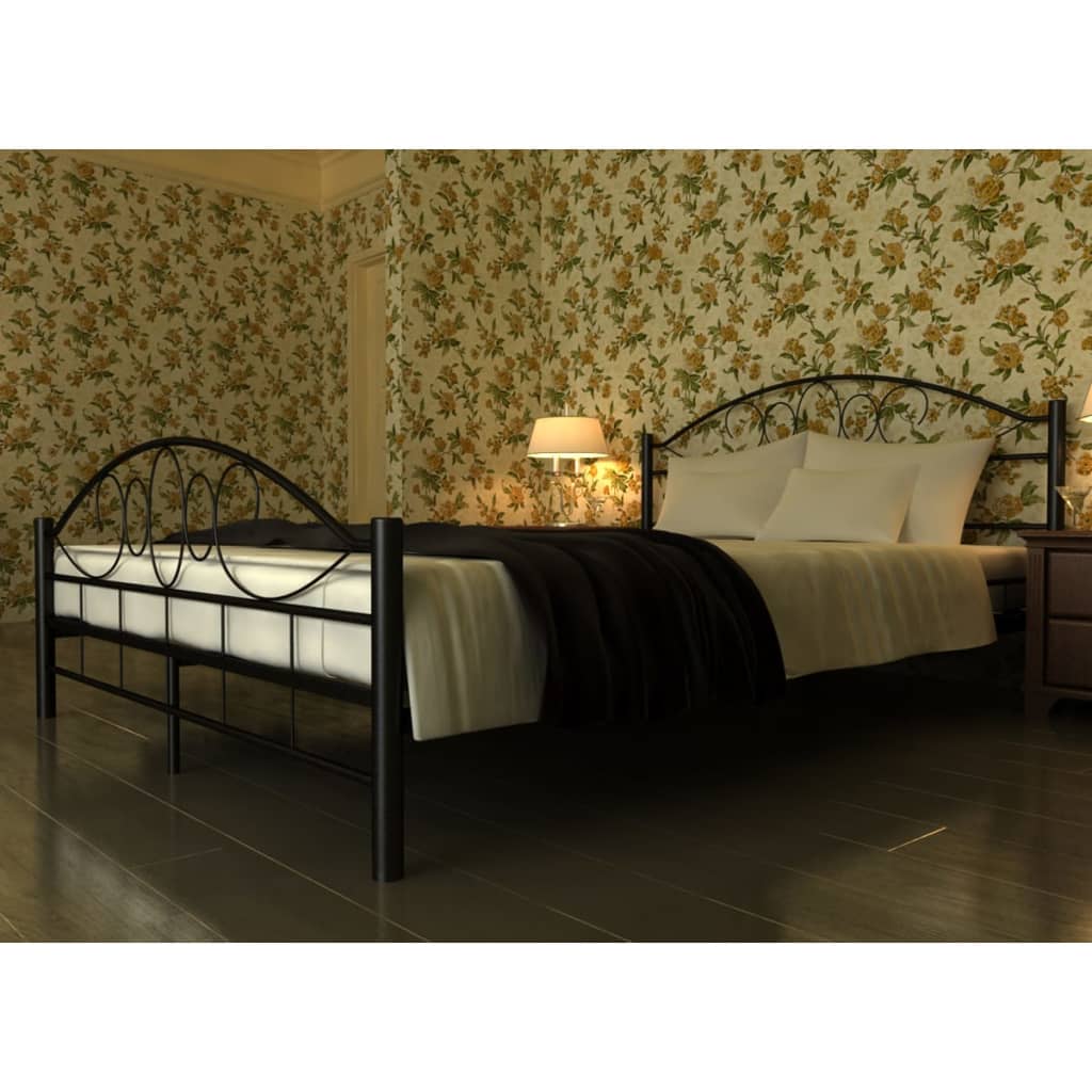 Cama com colchão 180x200 cm metal preto
