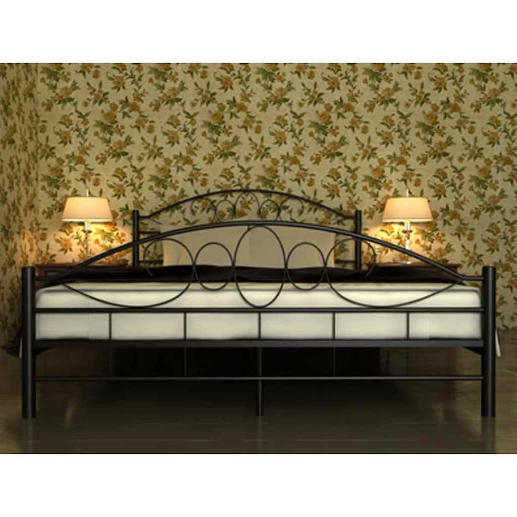 Cama com colchão 180x200 cm metal preto