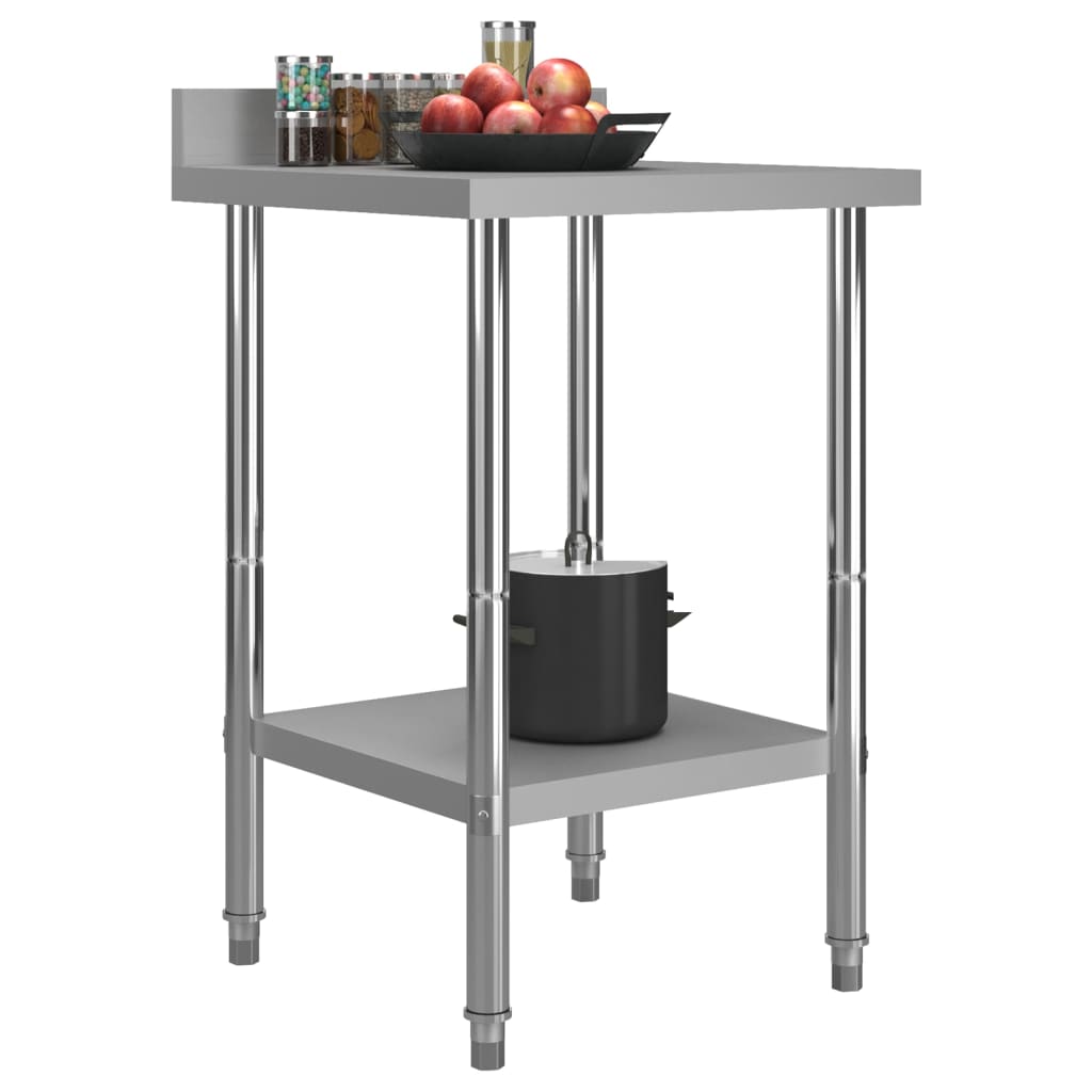 Mesa cozinha rebordo antissalpicos 60x60x93 cm aço inoxidável