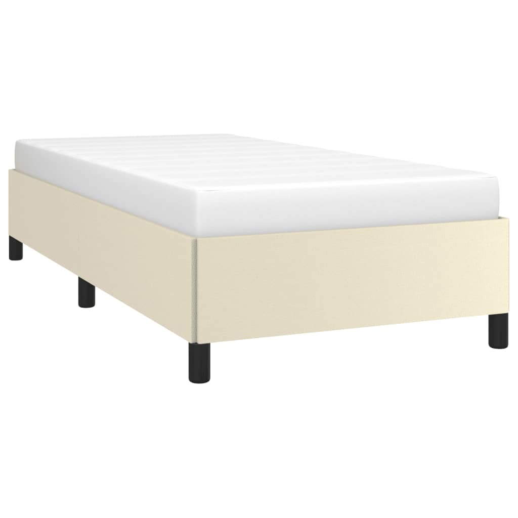 Estrutura de cama 90x190 cm couro artificial cor creme