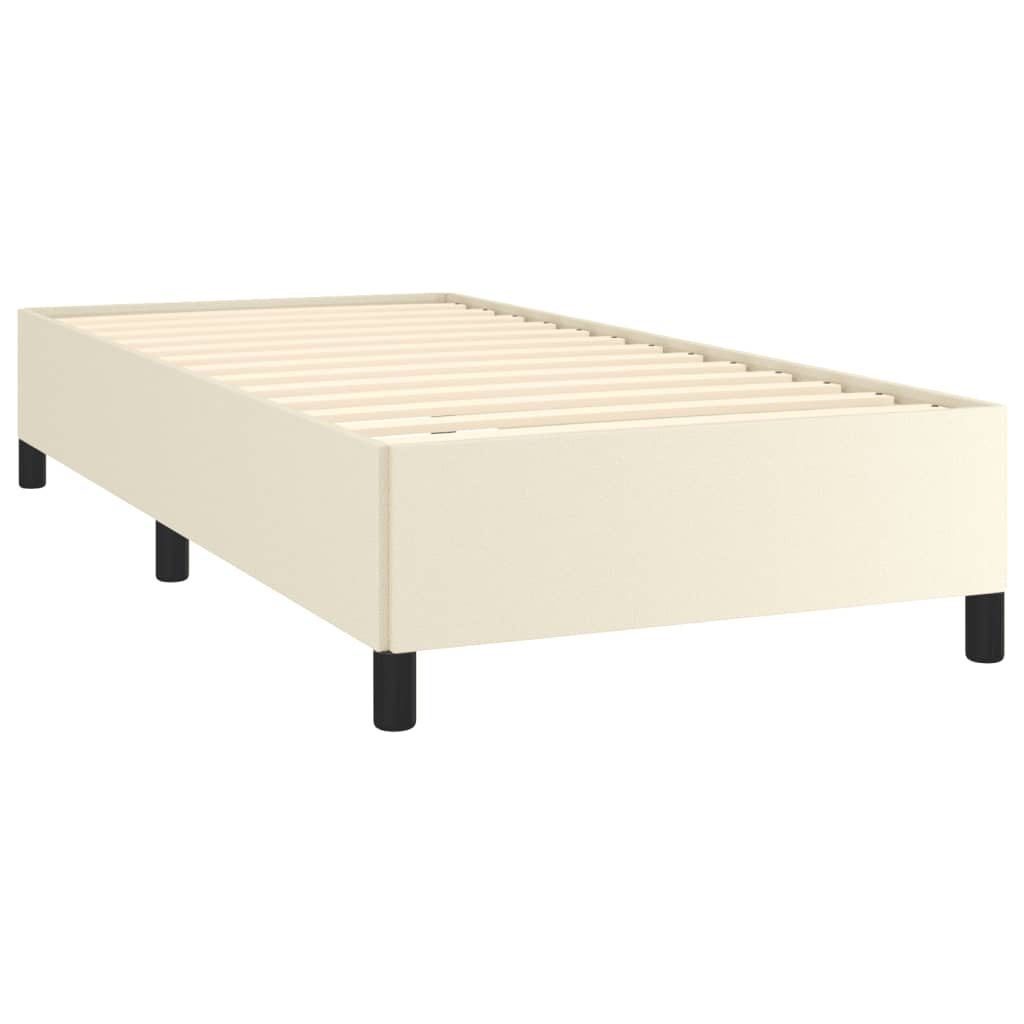 Estrutura de cama 90x190 cm couro artificial cor creme