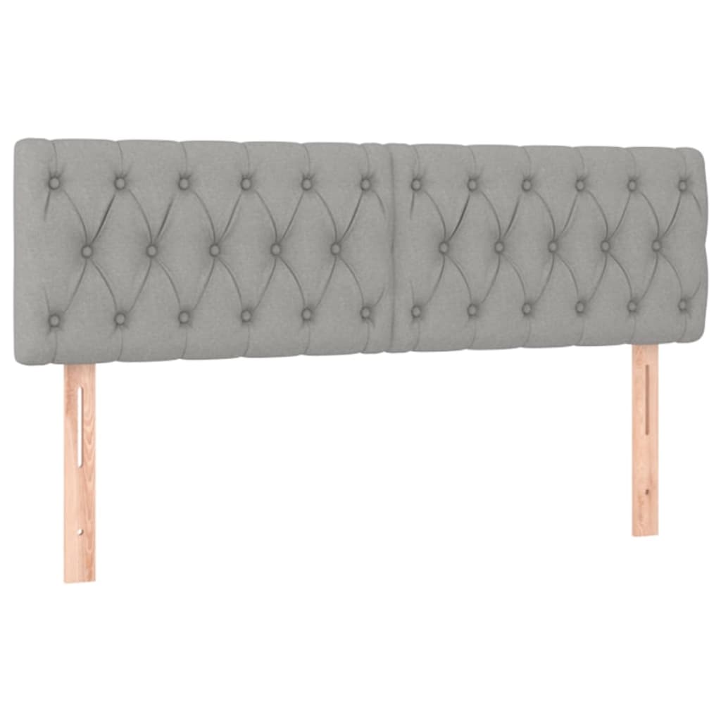 Cabeceira de cama c/ luzes LED tecido 144x7x78/88cm cinza-claro