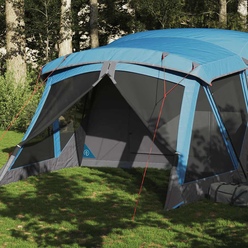 Tenda de campismo c/ avançado para 4 pessoas impermeável azul