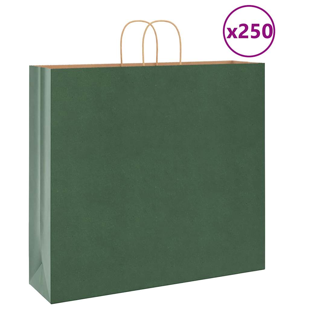 Sacos de papel 250 unid com alças verde 54x15x49 cm
