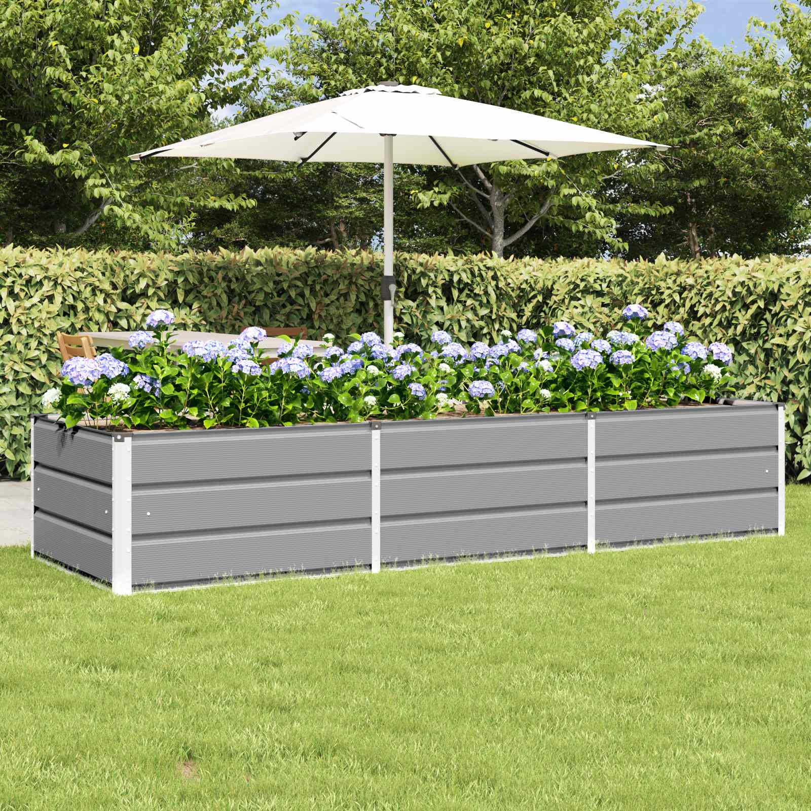 Floreira cinzento-claro 240 x 80 x 45 cm aço