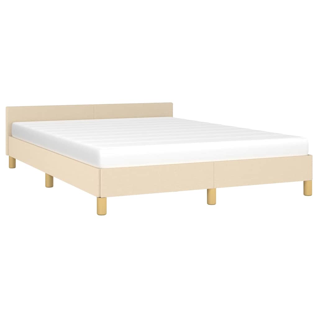 Estrutura de cama sem colchão 140x200 cm tecido cor creme