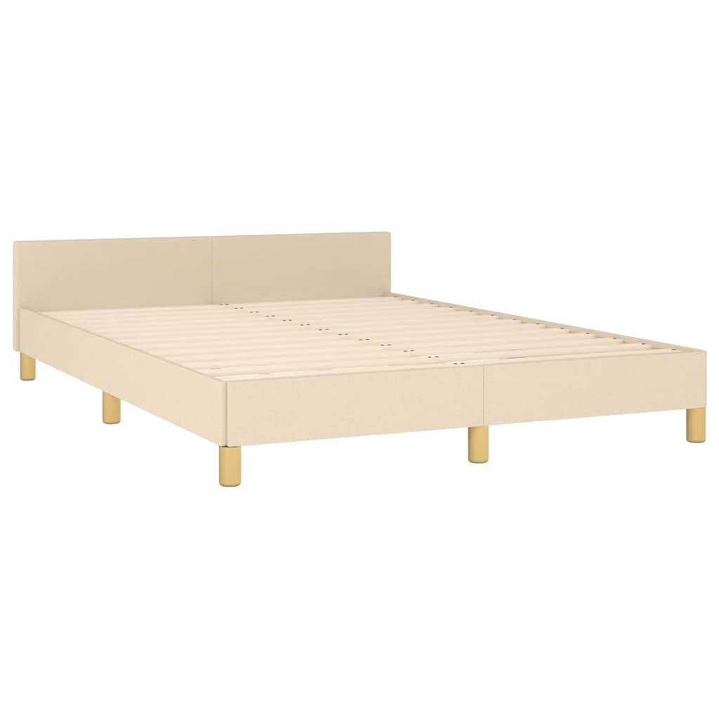 Estrutura de cama sem colchão 140x200 cm tecido cor creme