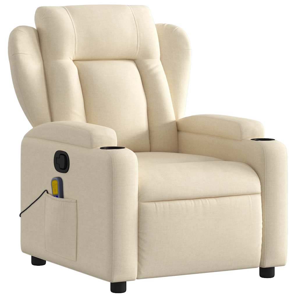 Poltrona de massagem reclinável em tecido creme