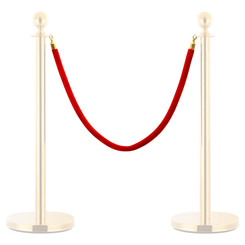 Corda p/ barreira/pilar de delimitação veludo vermelho/dourado
