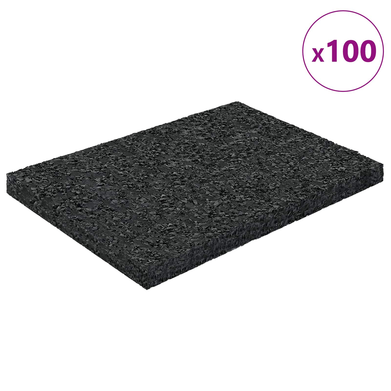 Tapete de pátio em granulado de borracha preto 6 x 9 x 0,6 cm