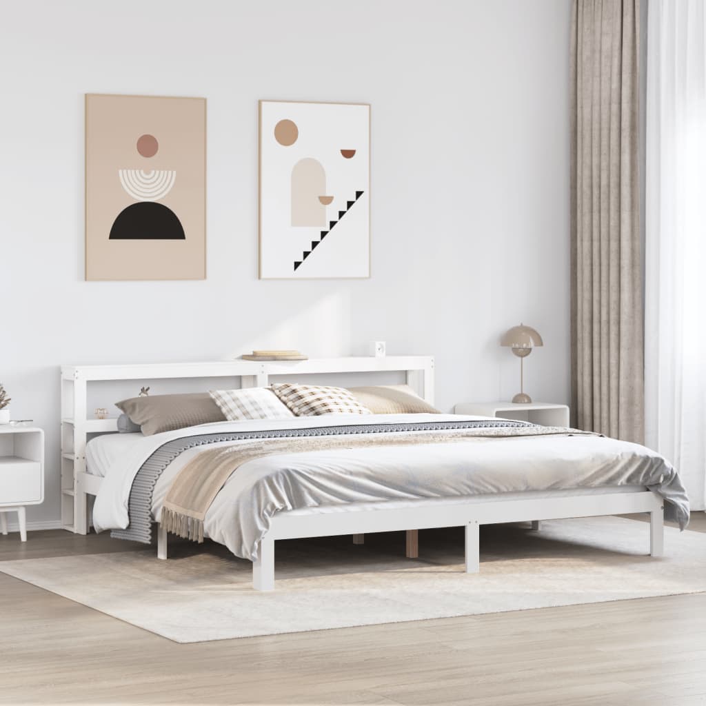 Estrutura de cama c/ cabeceira sem colchão 200x200 cm branco
