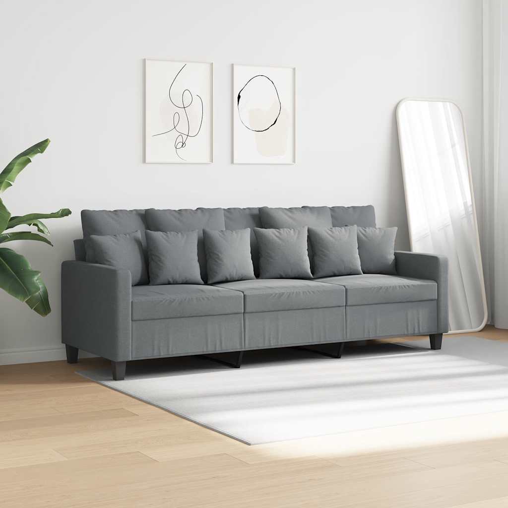 Sofá de 3 lugares 180 cm tecido cinza-claro