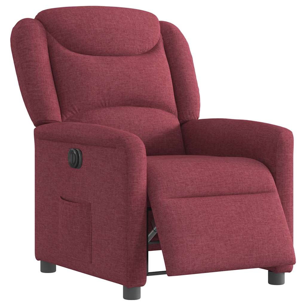 Poltrona elétrica reclinável tecido vermelho tinto