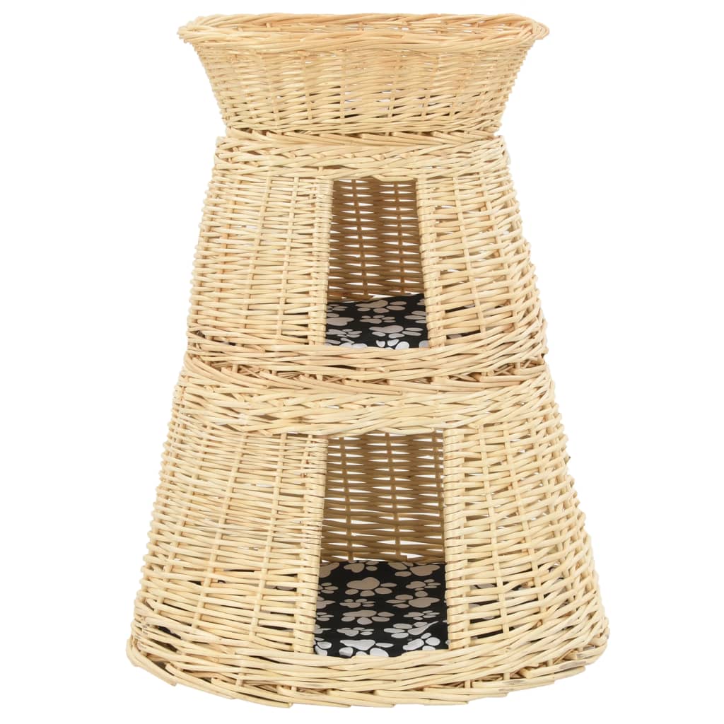 3 Pcs cestos p/ gatos + almofadões 47x34x60cm salgueiro natural