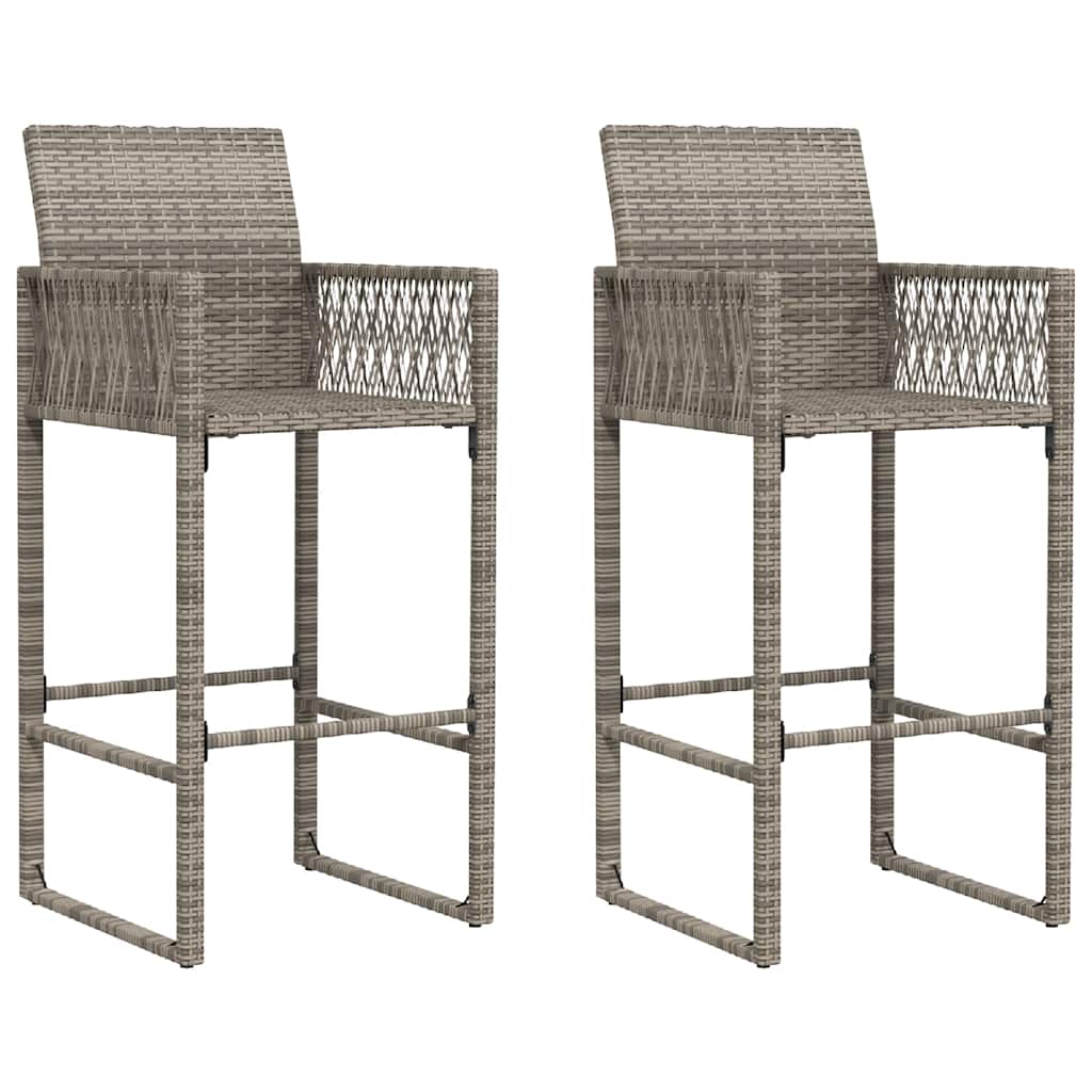 3 Pcs conj. bar jardim sem almofadões vime PE/acácia cinzento