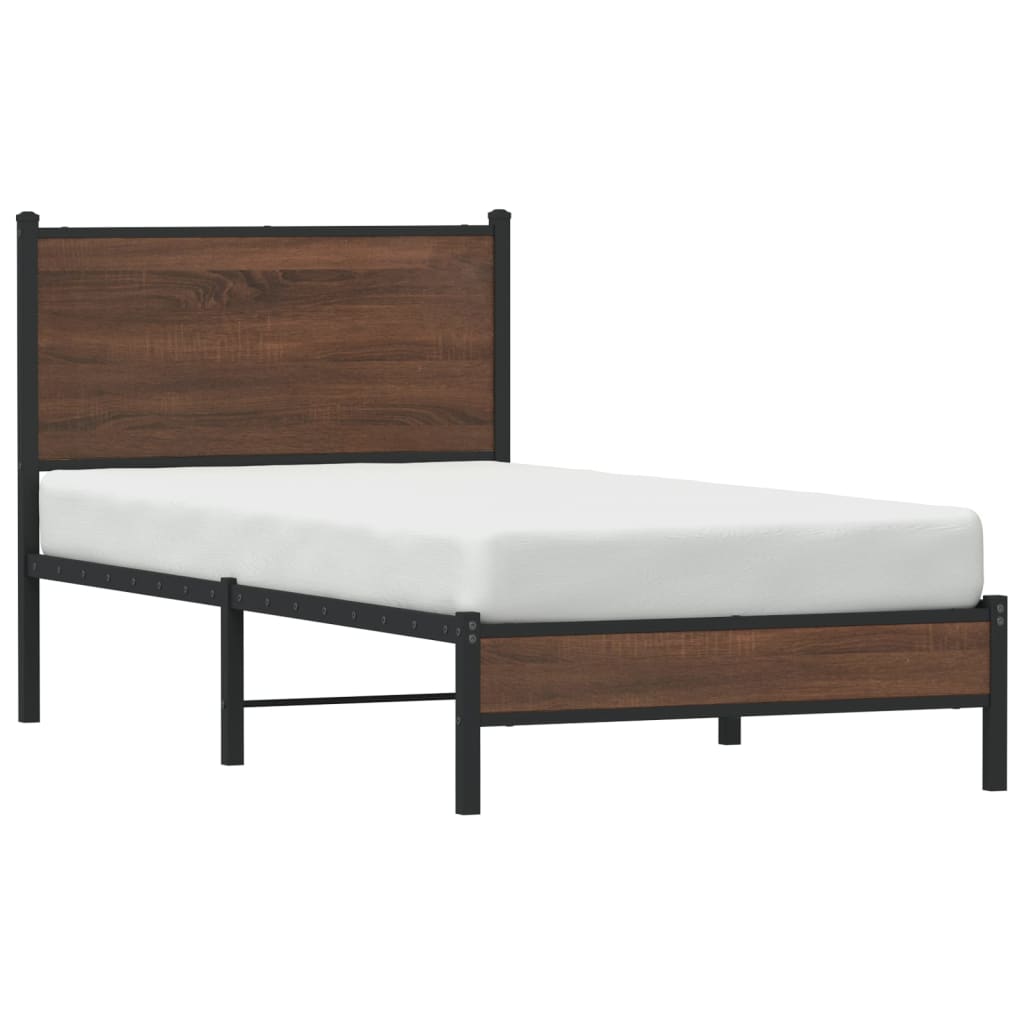Estrutura de cama sem colchão 90x190 cm metal carvalho castanho