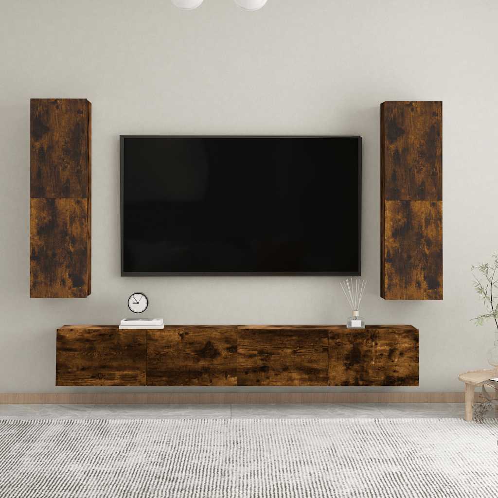 Móvel para TV de parede 30,5x30x110 cm cor carvalho fumado