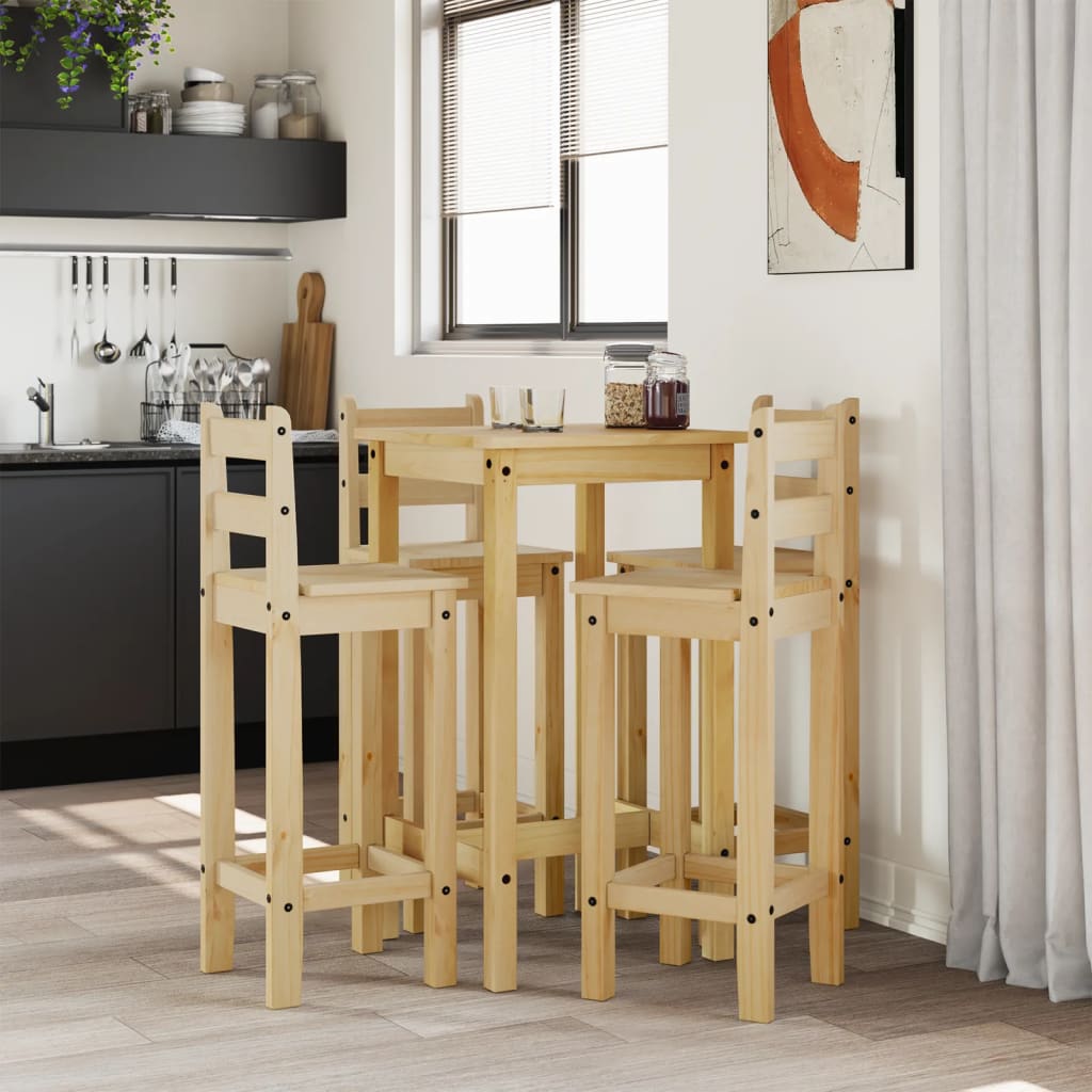 5 Pcs conjunto de bar pinho maciço