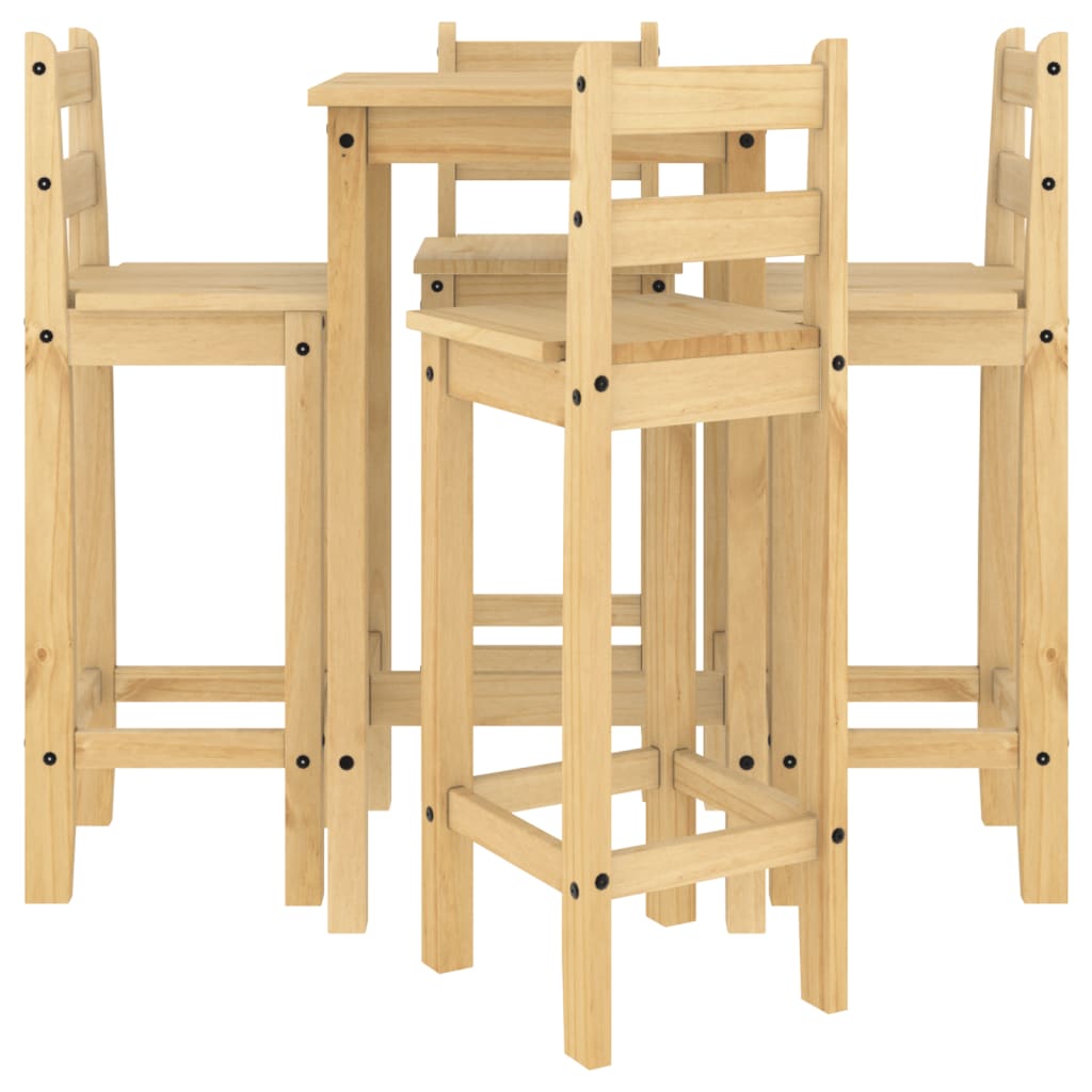 5 Pcs conjunto de bar pinho maciço