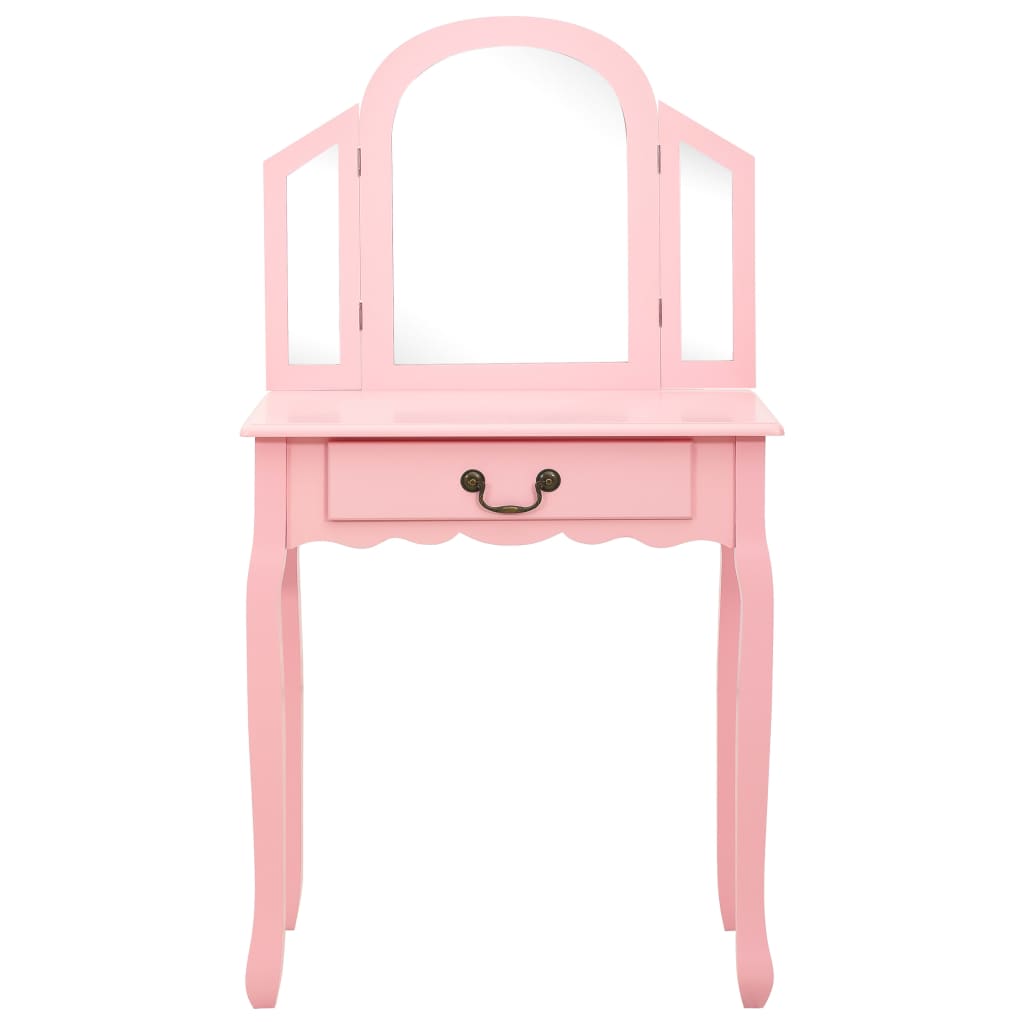 Toucador c/ banco 65x36x128 cm MDF e madeira de paulownia rosa