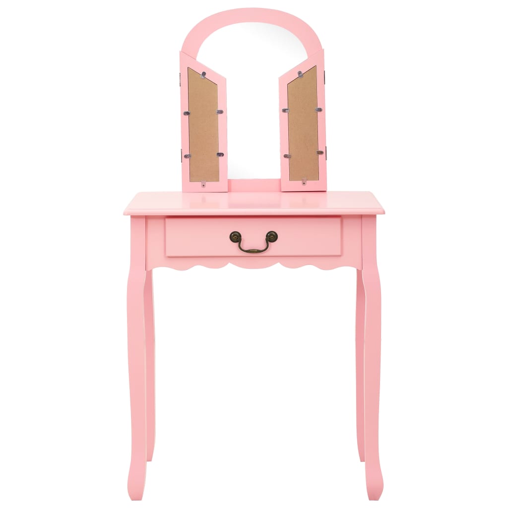 Toucador c/ banco 65x36x128 cm MDF e madeira de paulownia rosa