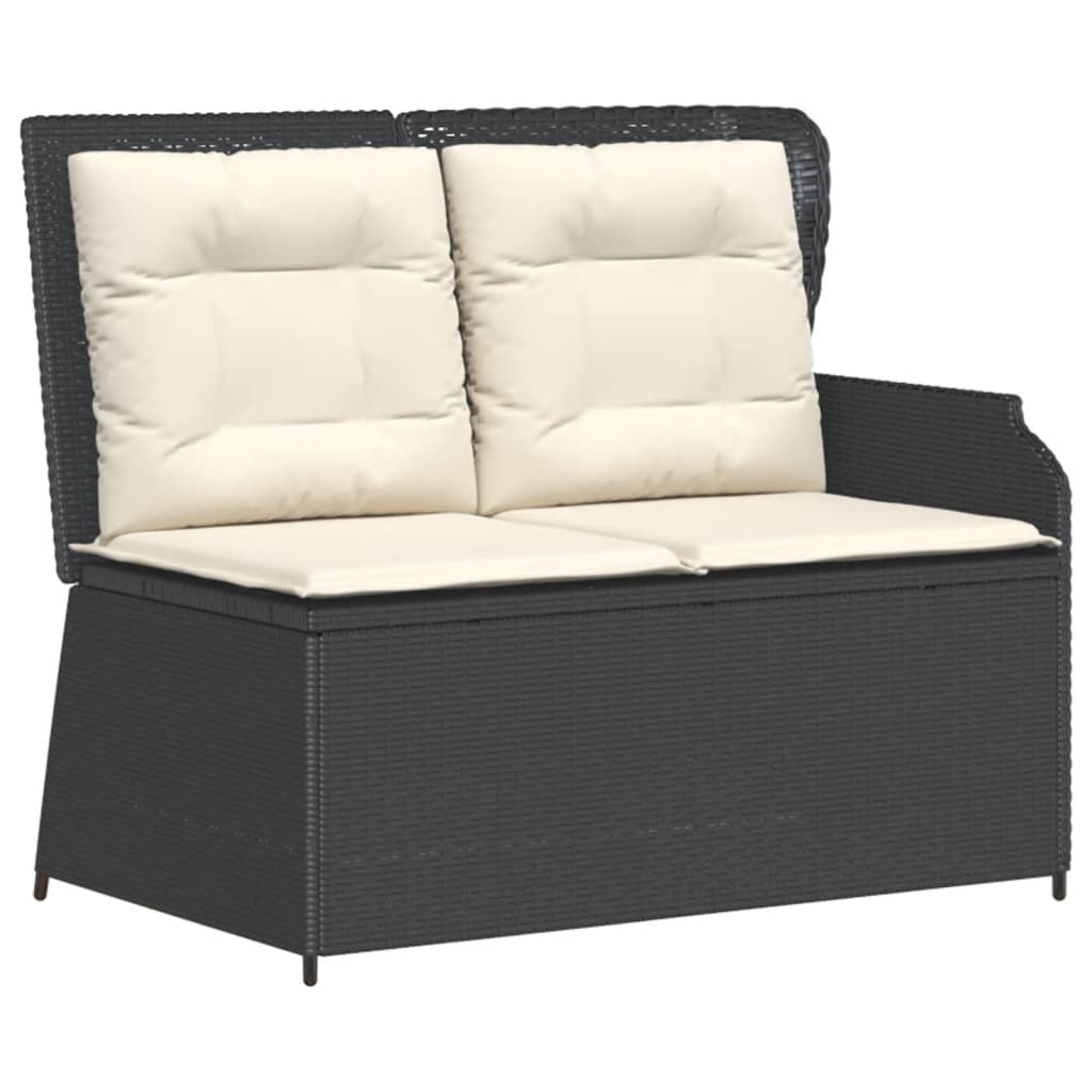 6 Pcs conjunto lounge de jardim c/ almofadões vime PE preto