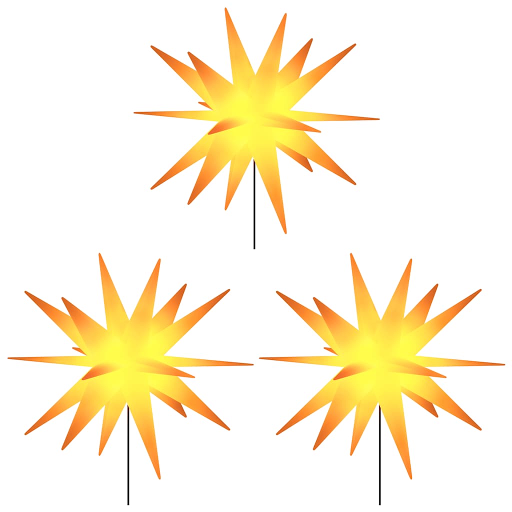 Luzes de natal com espigões 3 pcs LED dobrável 35 cm amarelo