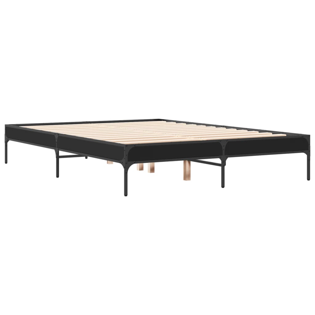 Estrutura de cama 120x190 cm derivados de madeira/metal preto