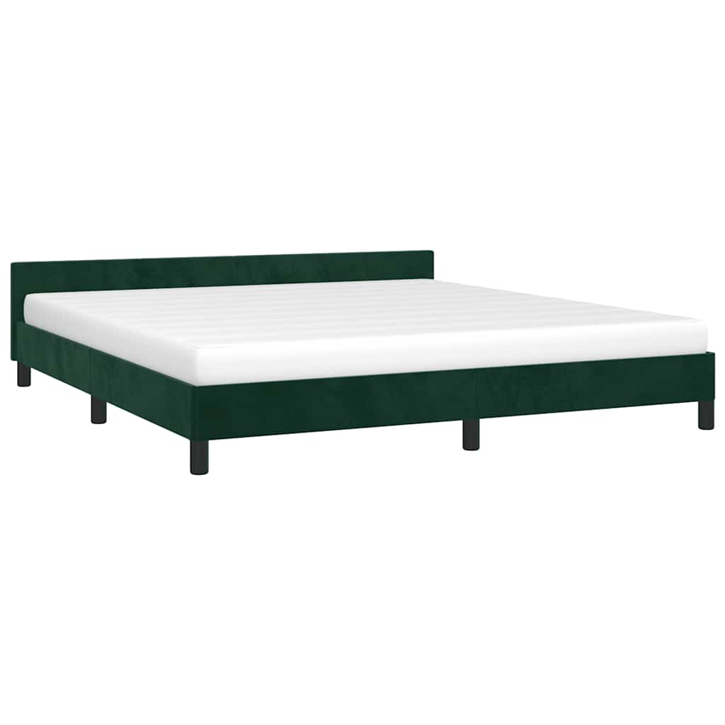 Estrutura de cama sem colchão 160x200 cm veludo verde-escuro