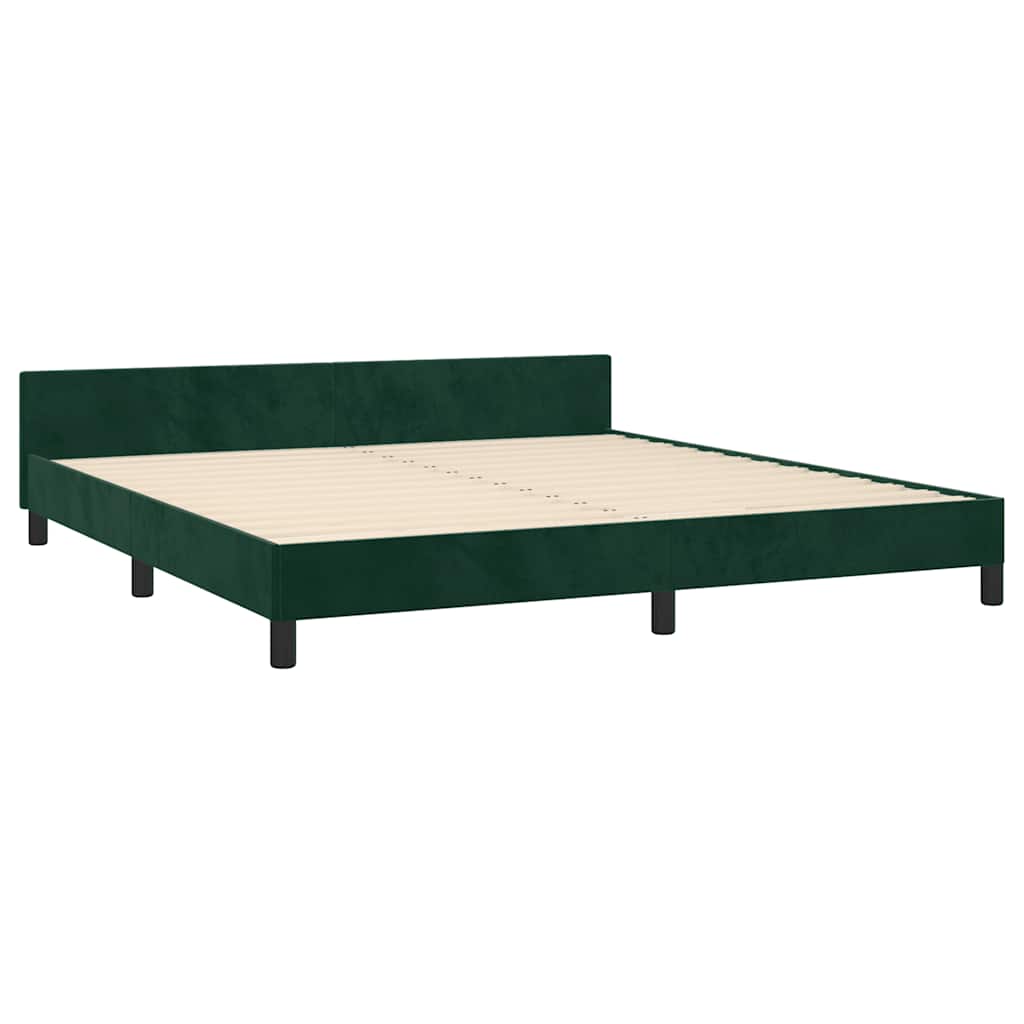 Estrutura de cama sem colchão 160x200 cm veludo verde-escuro