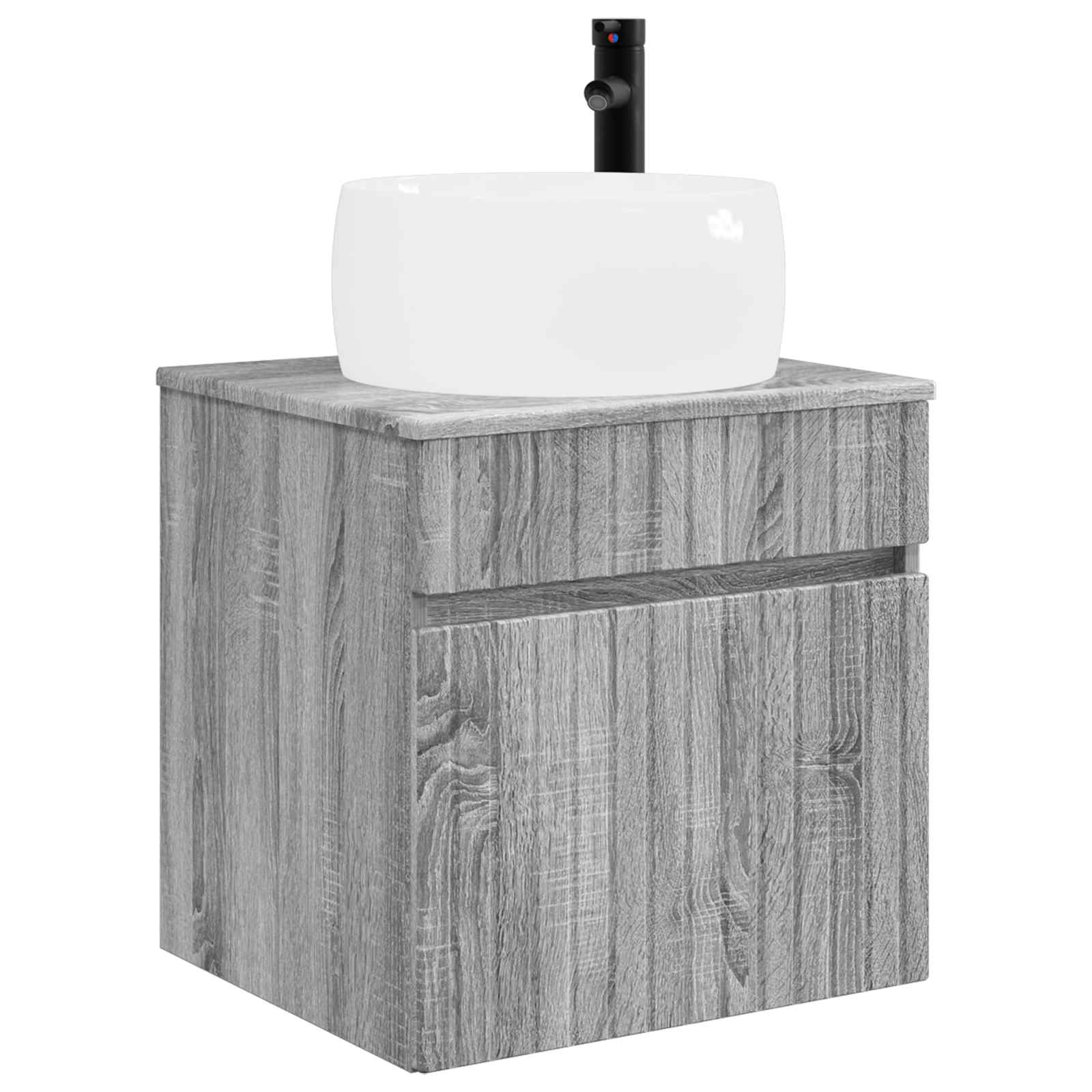 Vanidade de pia de parede sonoma cinzento 49 x 44,5 x 66 cm