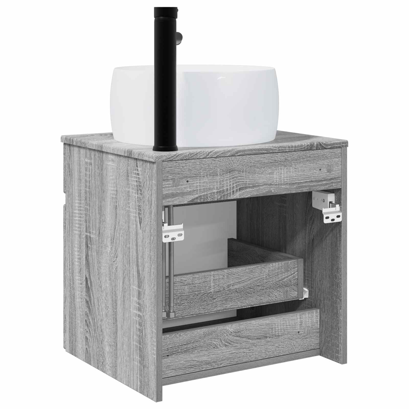 Vanidade de pia de parede sonoma cinzento 49 x 44,5 x 66 cm