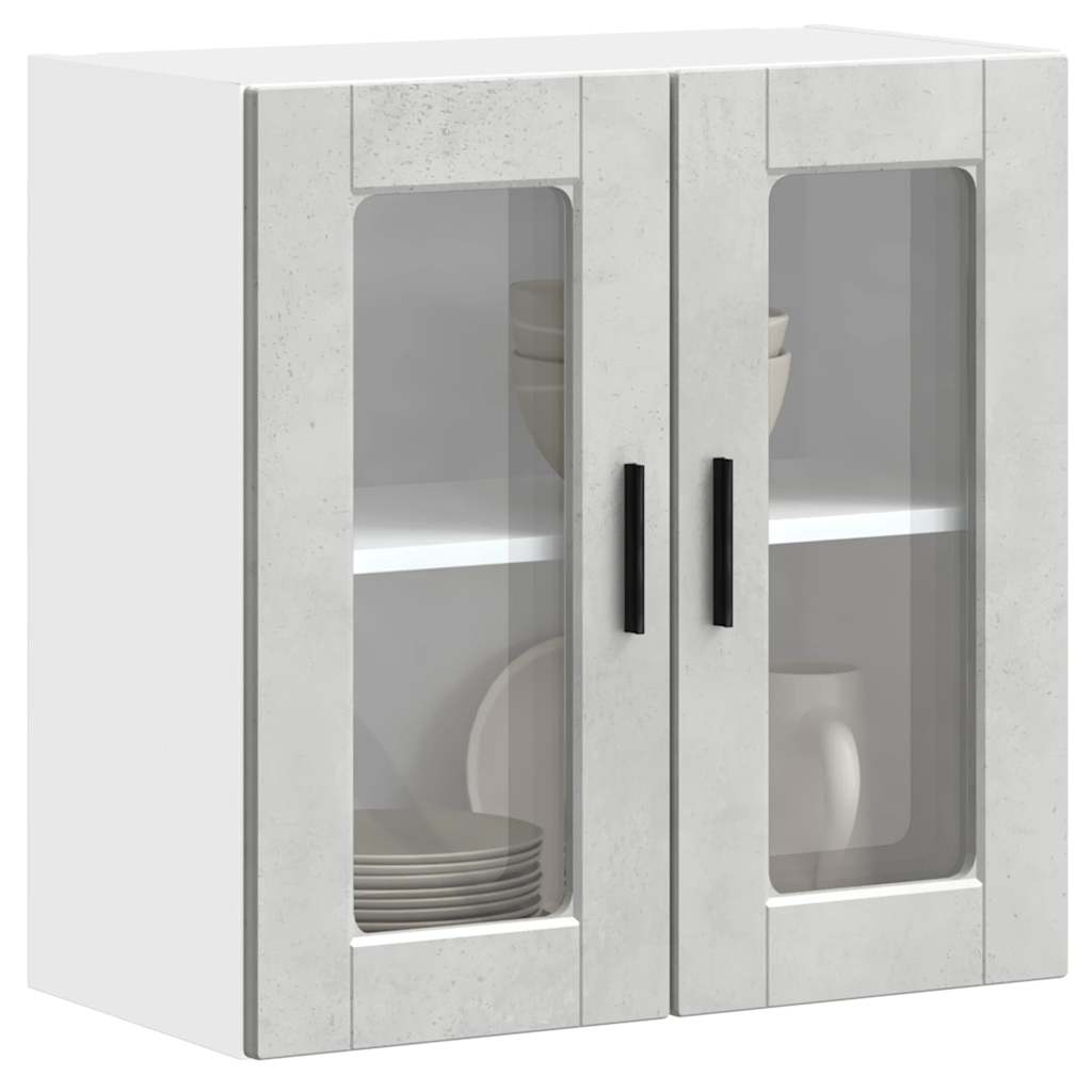 Armário de parede de cozinha porta de vidro porto cinza betão