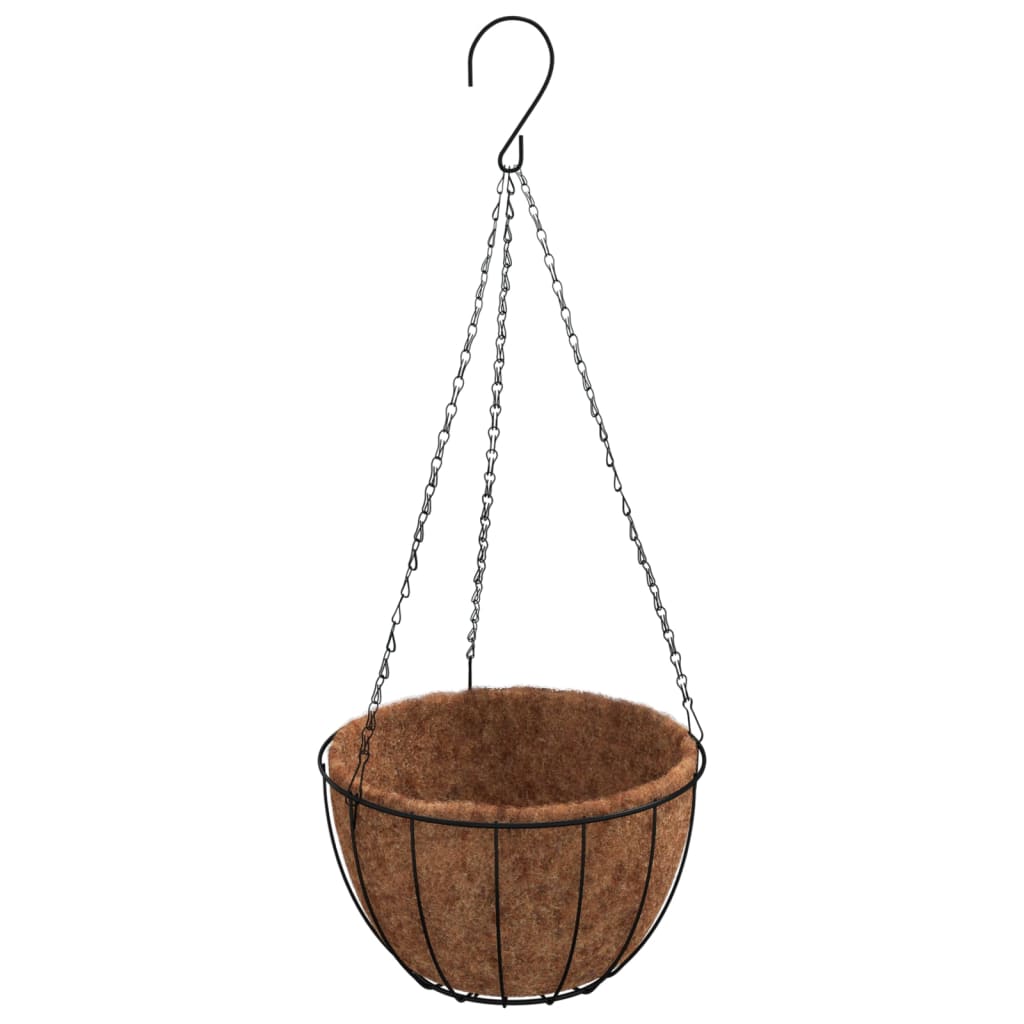 Vasos suspensos 4 pcs c/ forro de coco ø 35x52 cm aço preto
