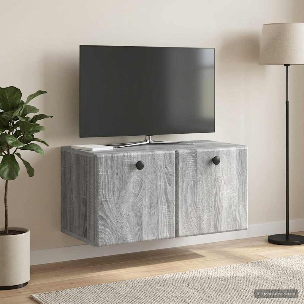 Gabinete de TV de parede 59,5 x 31 x 30 cm sonoma cinzento