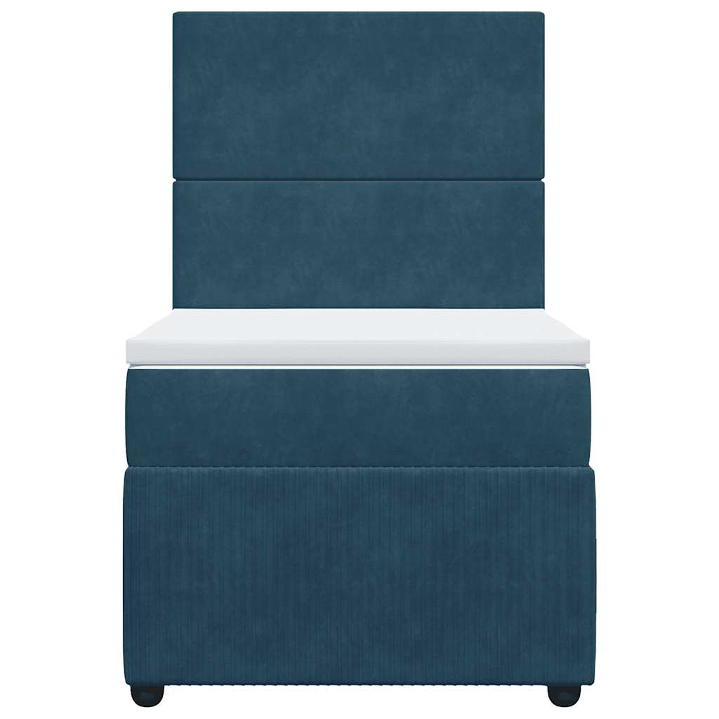 Cama com molas/colchão 80x200 cm veludo azul-escuro