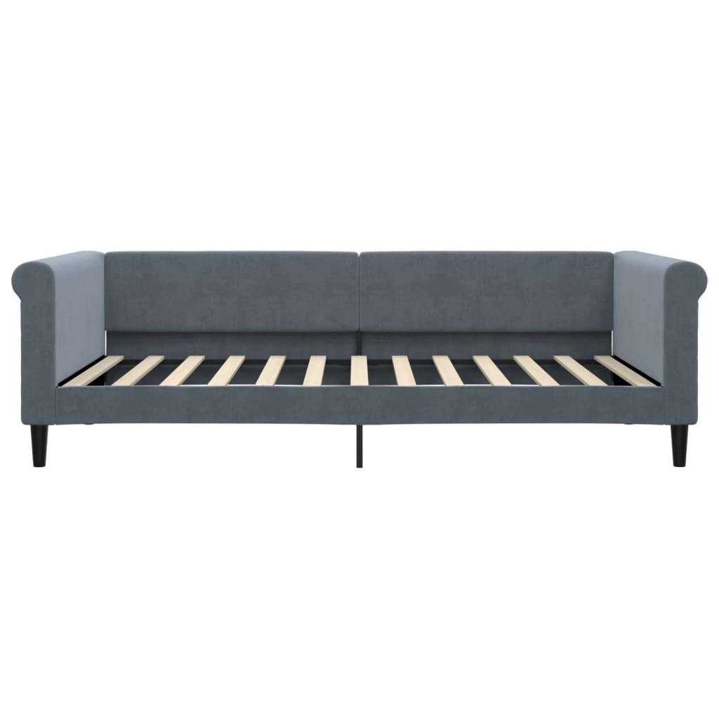 Sofá-cama 100x200 cm veludo cinzento-escuro