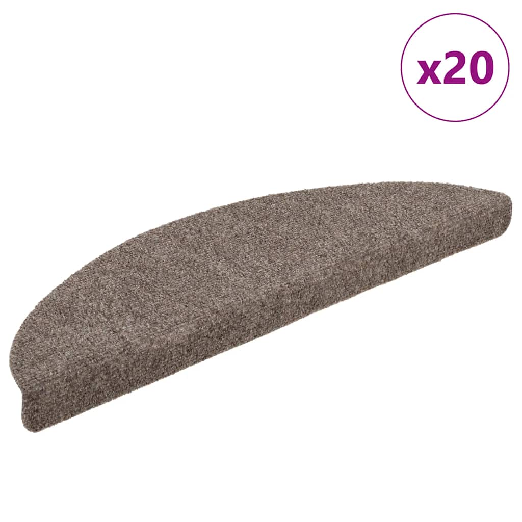 Tapetes de escada autoadesivos 20 peças 56x17x3 cm bege semicircular