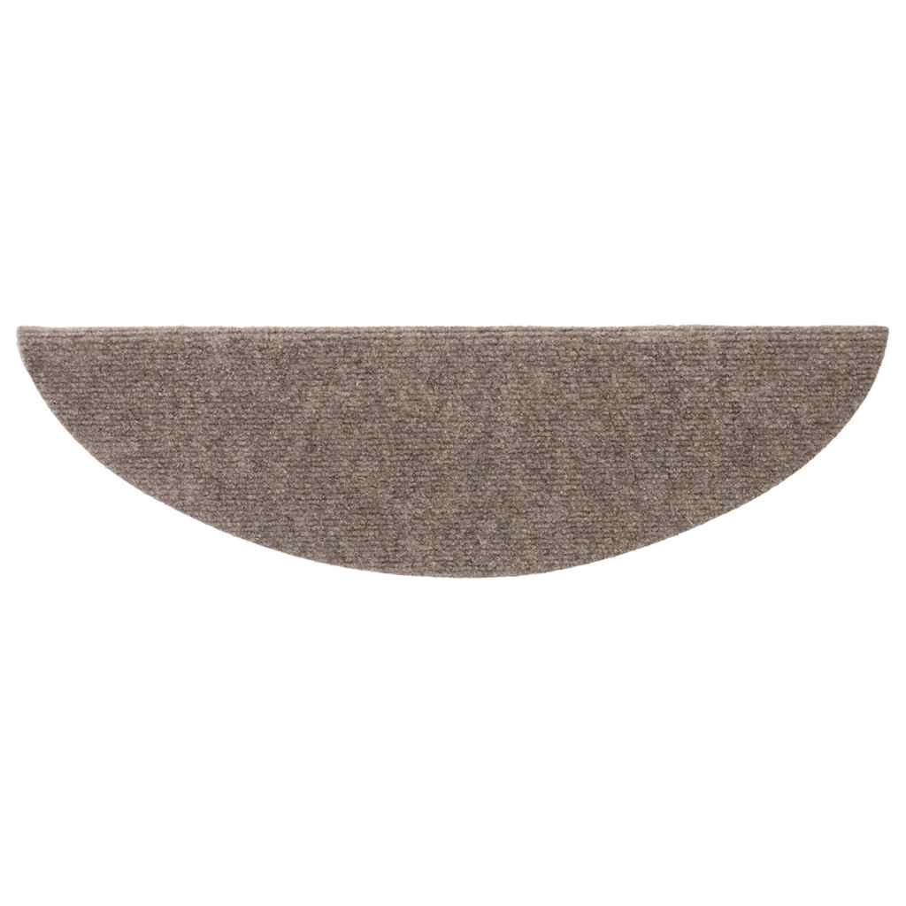 Tapetes de escada autoadesivos 20 peças 56x17x3 cm bege semicircular