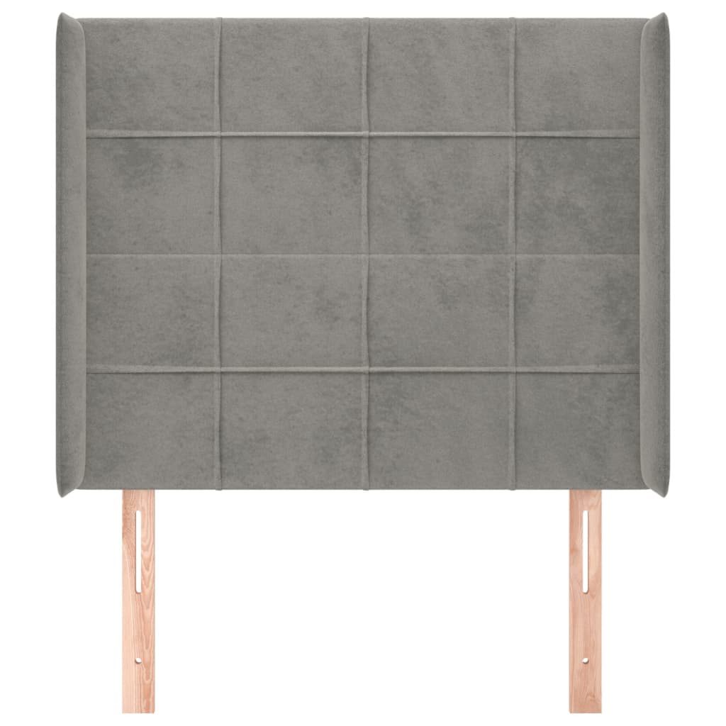 Cabeceira cama c/ abas veludo 103x16x118/128 cm cinzento-claro