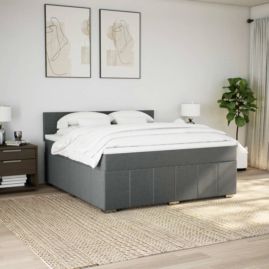 Cama com molas/colchão 180x200 cm tecido cinzento-escuro