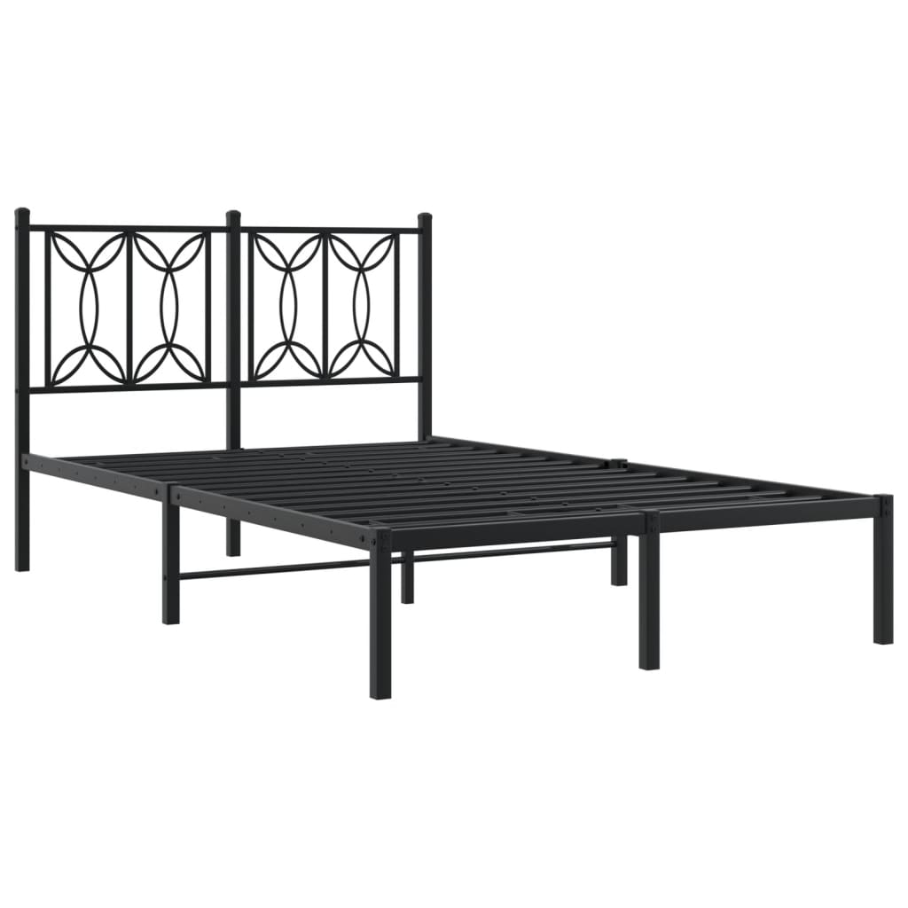 Estrutura de cama com cabeceira 120x190 cm metal preto