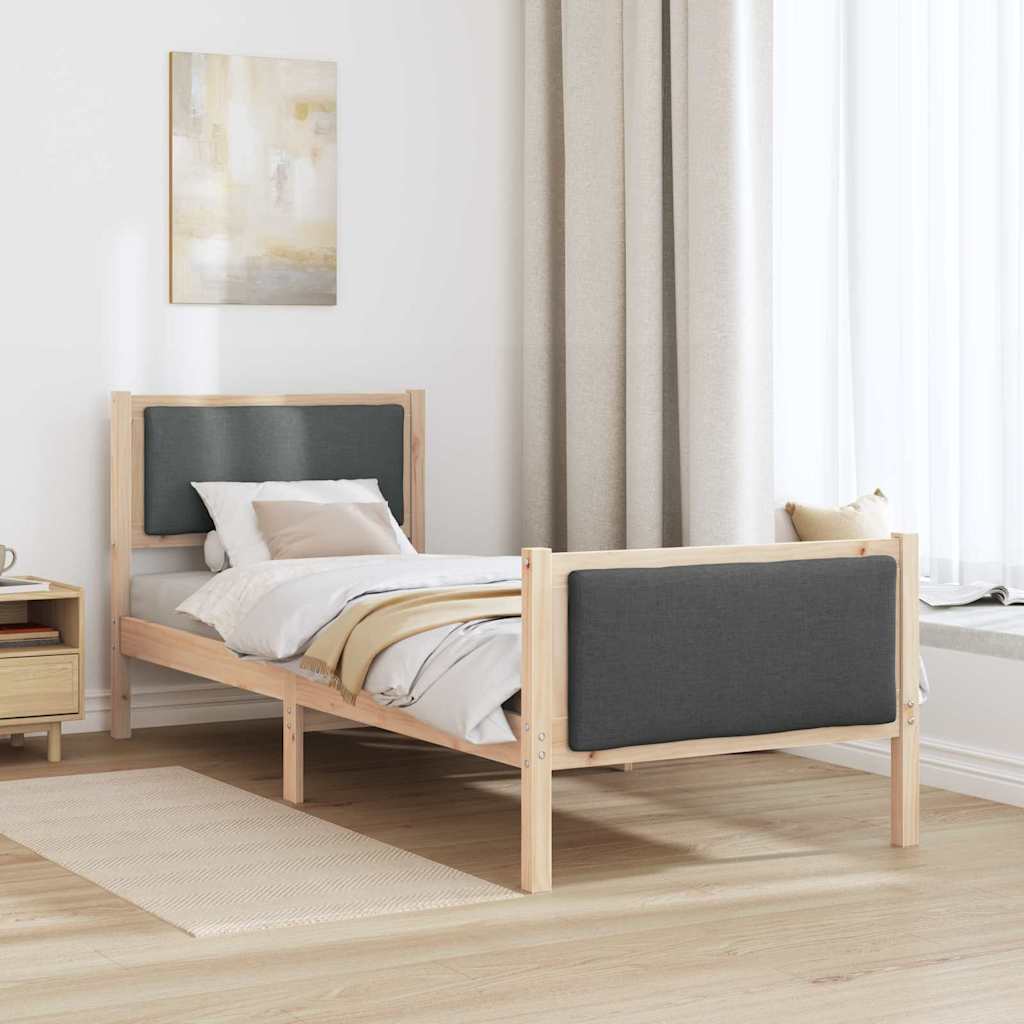Estrutura da cama com cabeceira cinza escuro 80 x 200 cm tecido